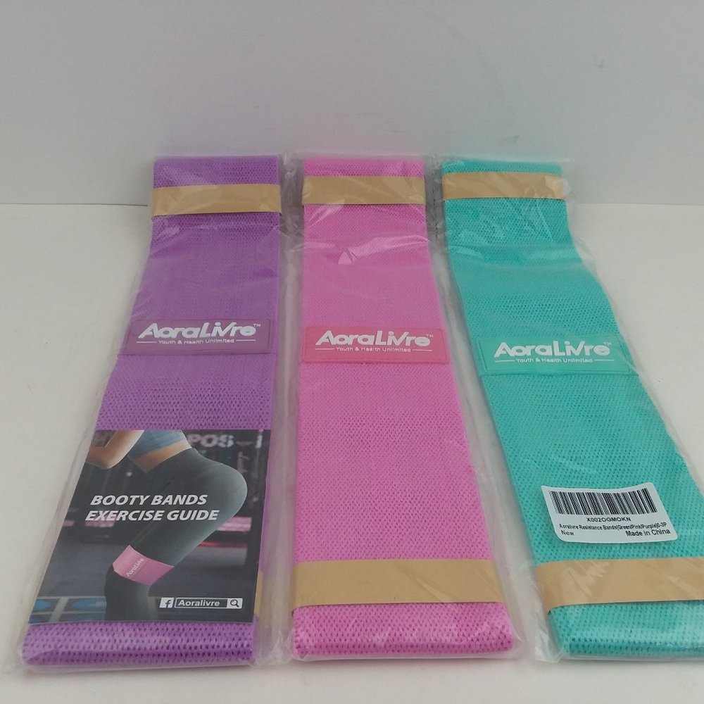 AoraLivre Strength Fabric Booty Bands 3 Pack